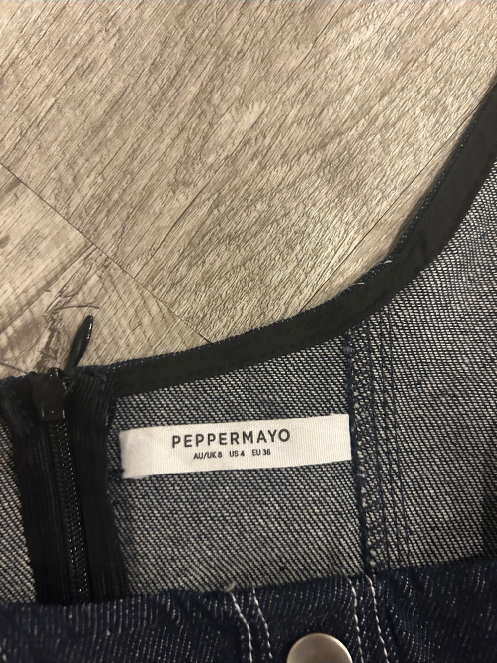 Peppermayo Dark Blue Denim Button-Front Tiered Dress - Picture 3 of 3